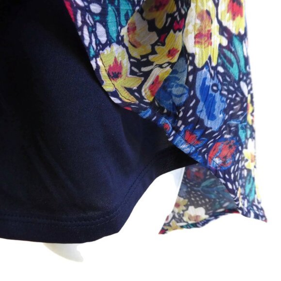 Liz Claiborne Swing Top Sleeveless Floral Cami Ruffle Neck Keyhole Dark Moody XL - Picture 10 of 10